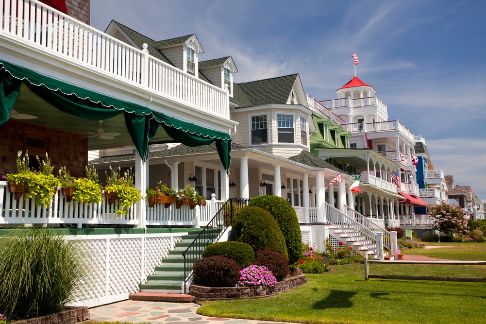 Colorful Victorian style houses in seaside town of Cape May, NJ