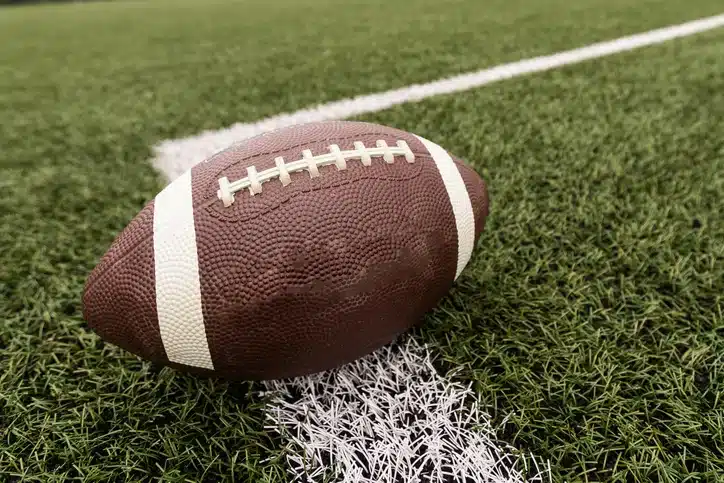 Football on the Field near the Fifty. High quality photo