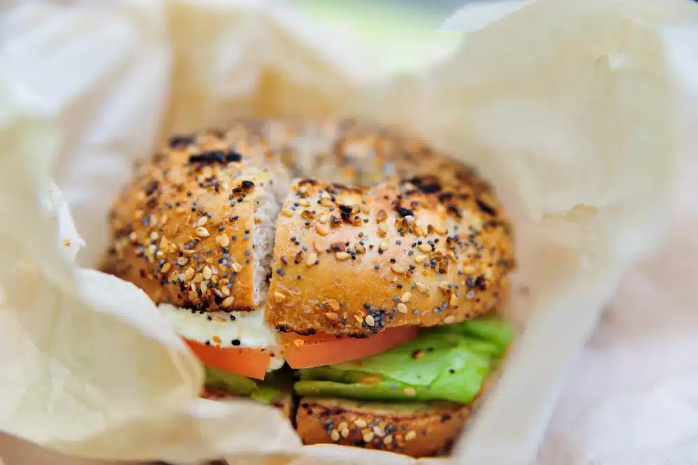 Bagel sandwich wrapped