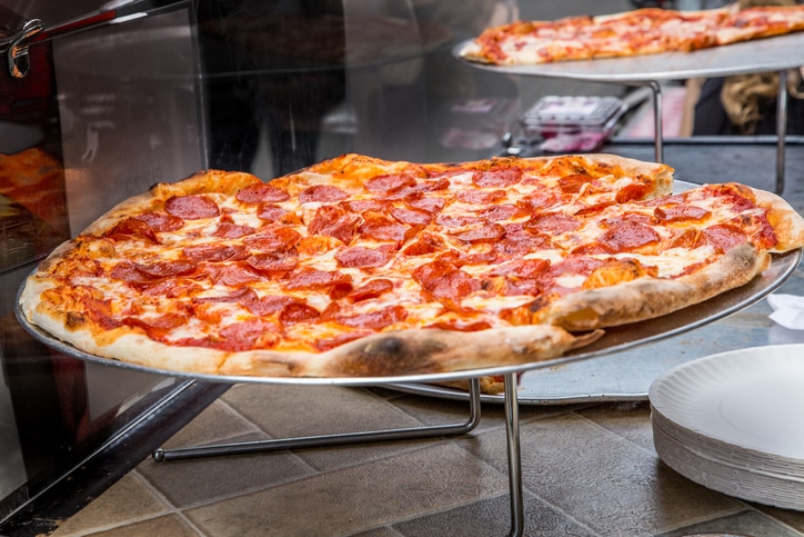 Freshly cooked pizza for sale