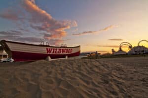 early morning on one of the beaches in Wildwood NJ