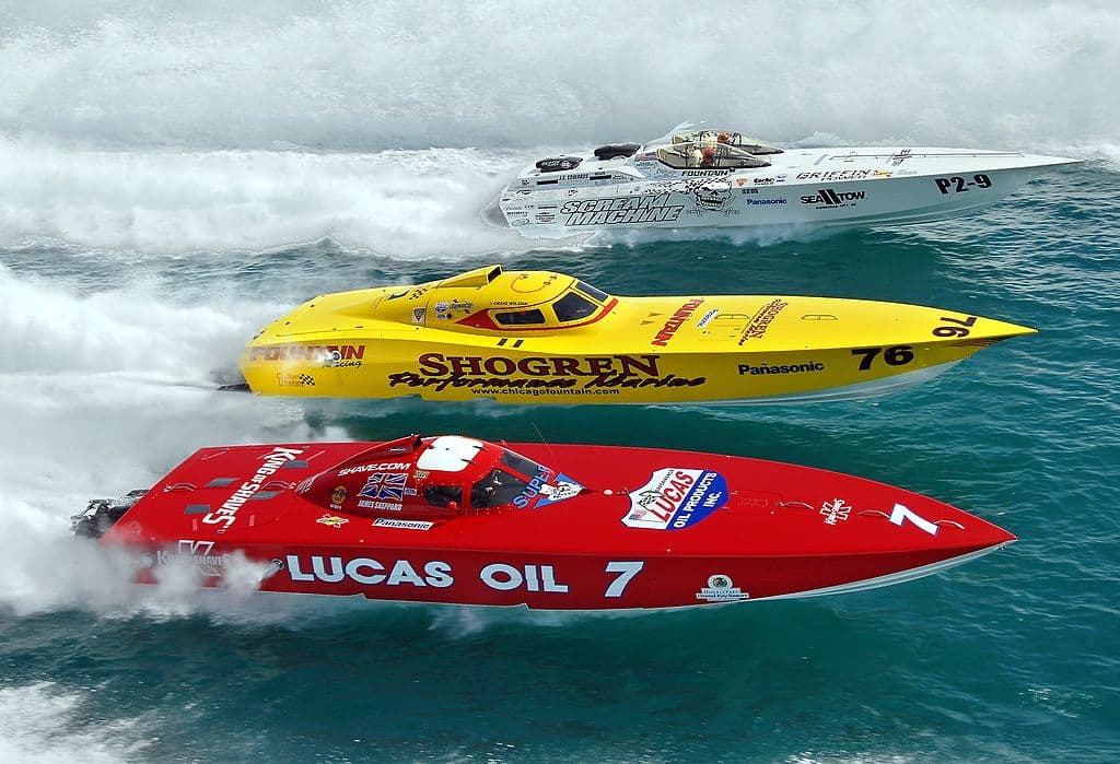 In this handout image provided by Florida Keys News Bureau, Nigel Hook of the U.S. and James Sheppard of England race neck in neck with other boats during the third and final day of the 2006 Key West World Championship