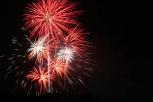 Red and white 4th of July fireworks