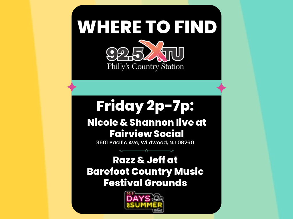 Where to find 92.5 XTU in Wildwood Friday