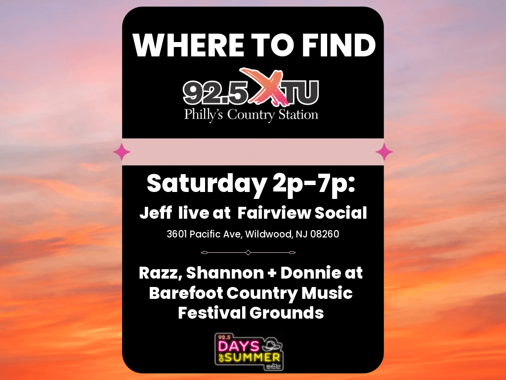 Where to find 92.5 XTU in Wildwood Saturday