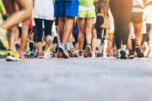 Marathon runners Crowd People race Outdoor Sport event Healthy lifestyle. Philadelphia Labor Day 5K & 10K